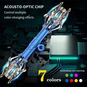 Cool Thunder Star Light Sword (Scepter Style), glowing with fun sound effects, creating a playful atmosphere retractable lightsaber laser sword spark lightsaber