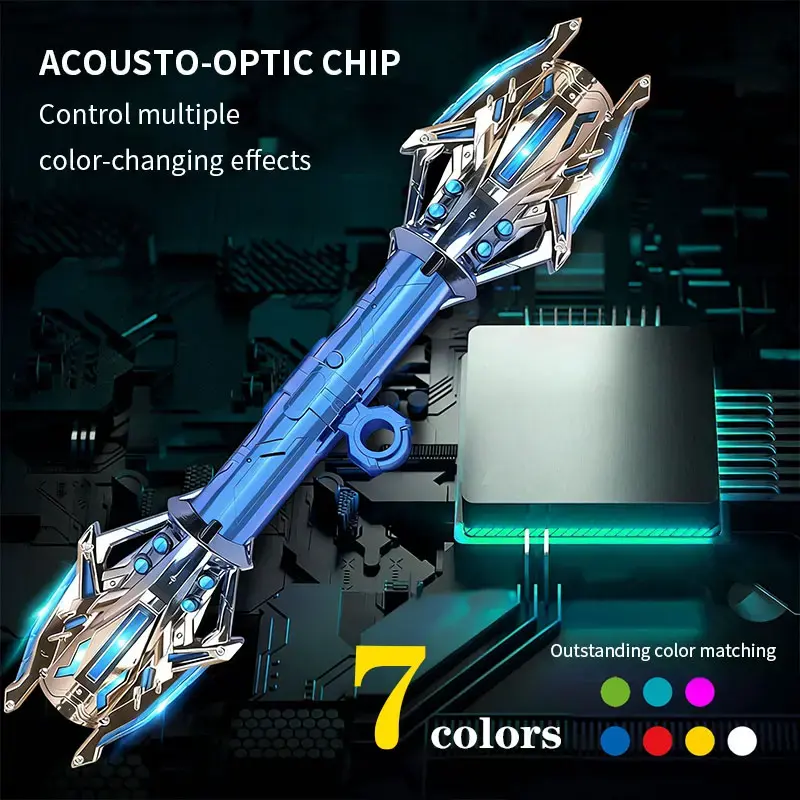 Cool Thunder Star Light Sword (Scepter Style), glowing with fun sound effects, creating a playful atmosphere retractable lightsaber laser sword spark lightsaber
