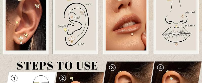 FIASASO Hypoallergenic Flat Back Stud Earrings Surgical Steel Cartilage Earrings for Women Flatback Threadless Push in Nose Studs Lip Labret Medusa Conch Helix Tragus Piercing Jewelry 16G/18G/20G