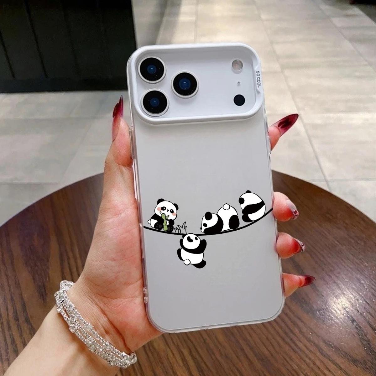 Four pandas Pattern Case for iPhone 17 Pro Max 17 Air 16/15/14/13/12/11 Pro Max XR XS E Plus Retro High-end Shockproof Drop Screen Protection Cute Durable PC Smartphone Cover