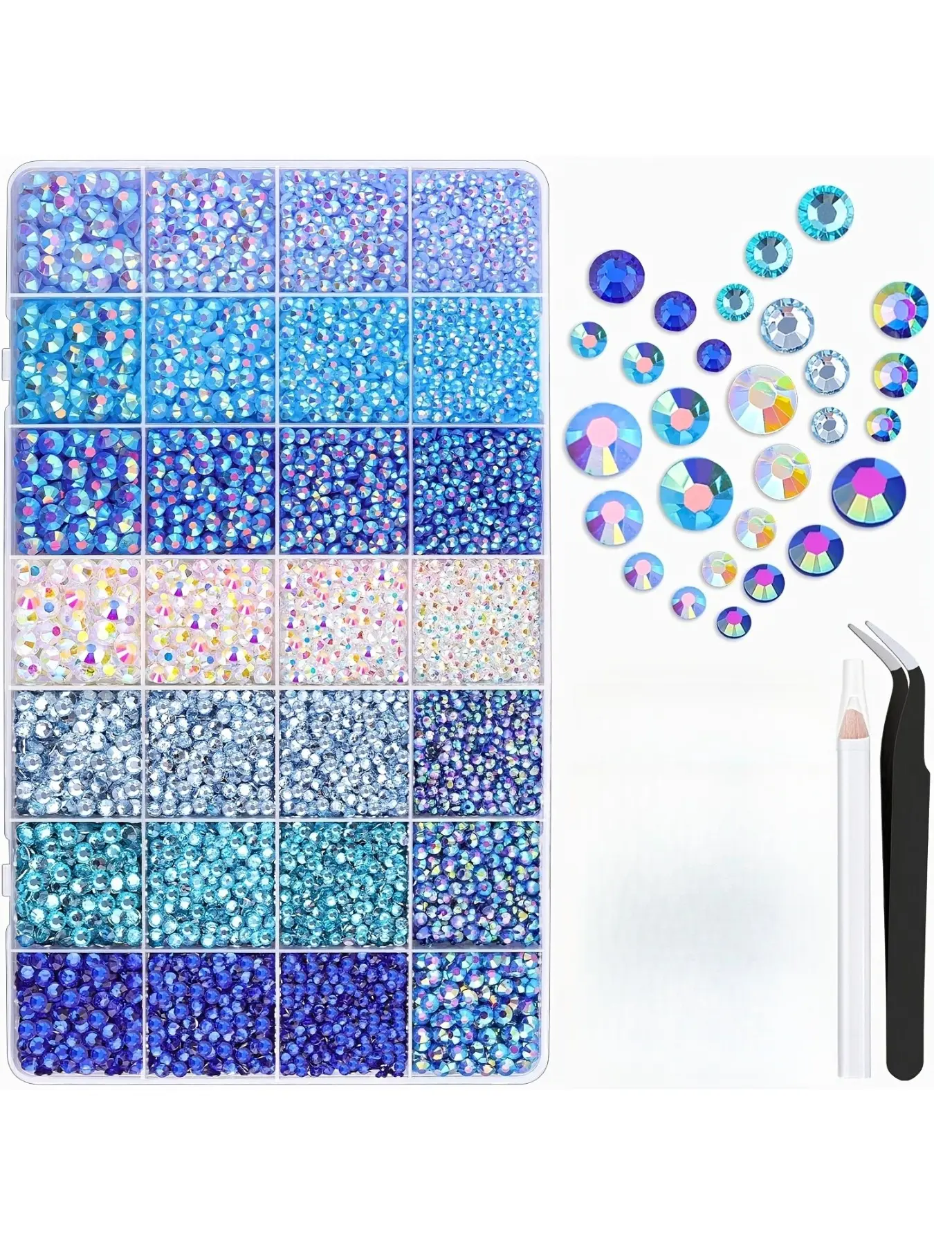 Blue rhinestone gemstone set for crafts, DIY jewelry, nail art, clothing and shoe decoration