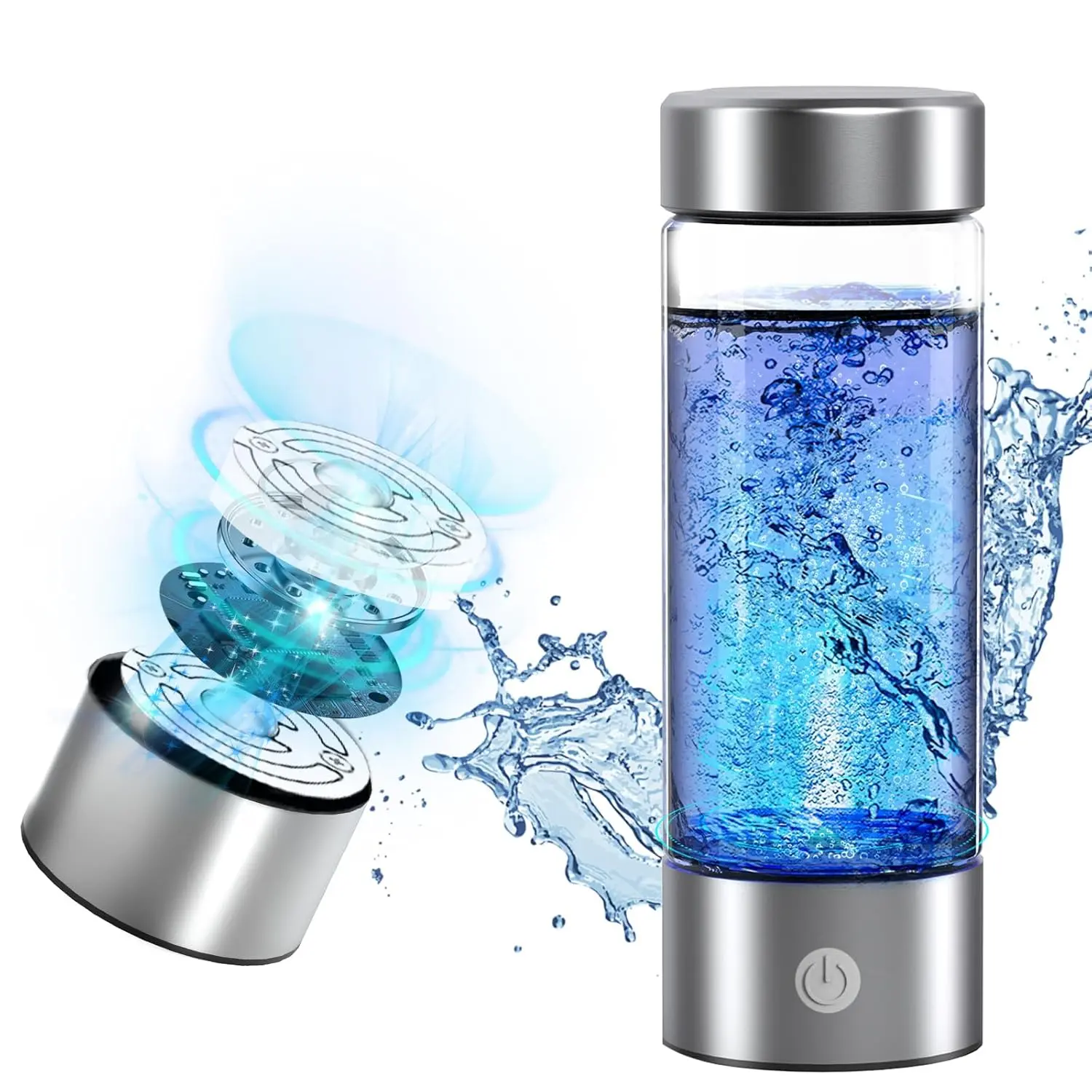 14oz Portable Hydrogen Water Bottle Generator with PEM-SPE Technology, USB Rechargeable Hydrogen Water Ionizer Cup, Up to 3000ppb Hydrogen in 3 Minutes for Home Gym Office & Travel