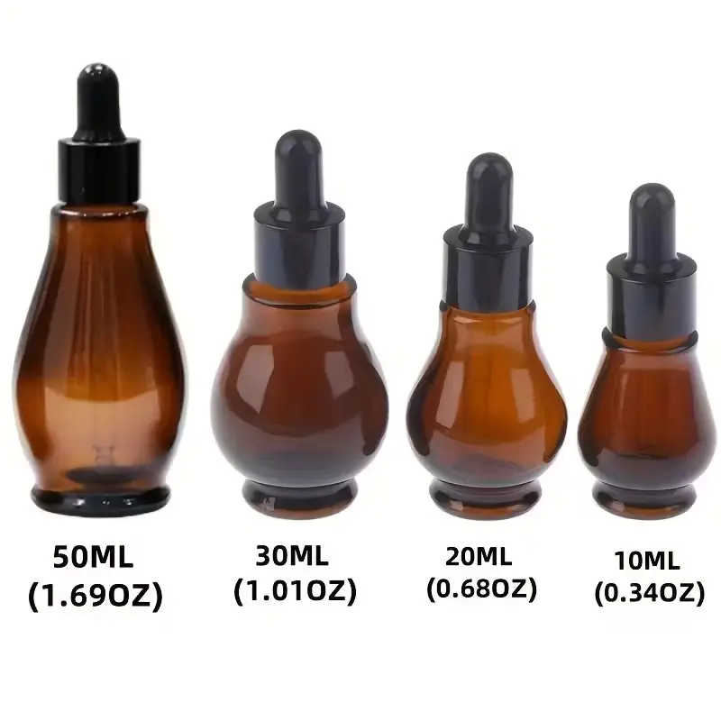 8PCS Amber Glass Dropper Bottles with Pipettes, Refillable Essential Oil Bottles for Serum, Perfume, Cosmetics & DIY Skincare Storage