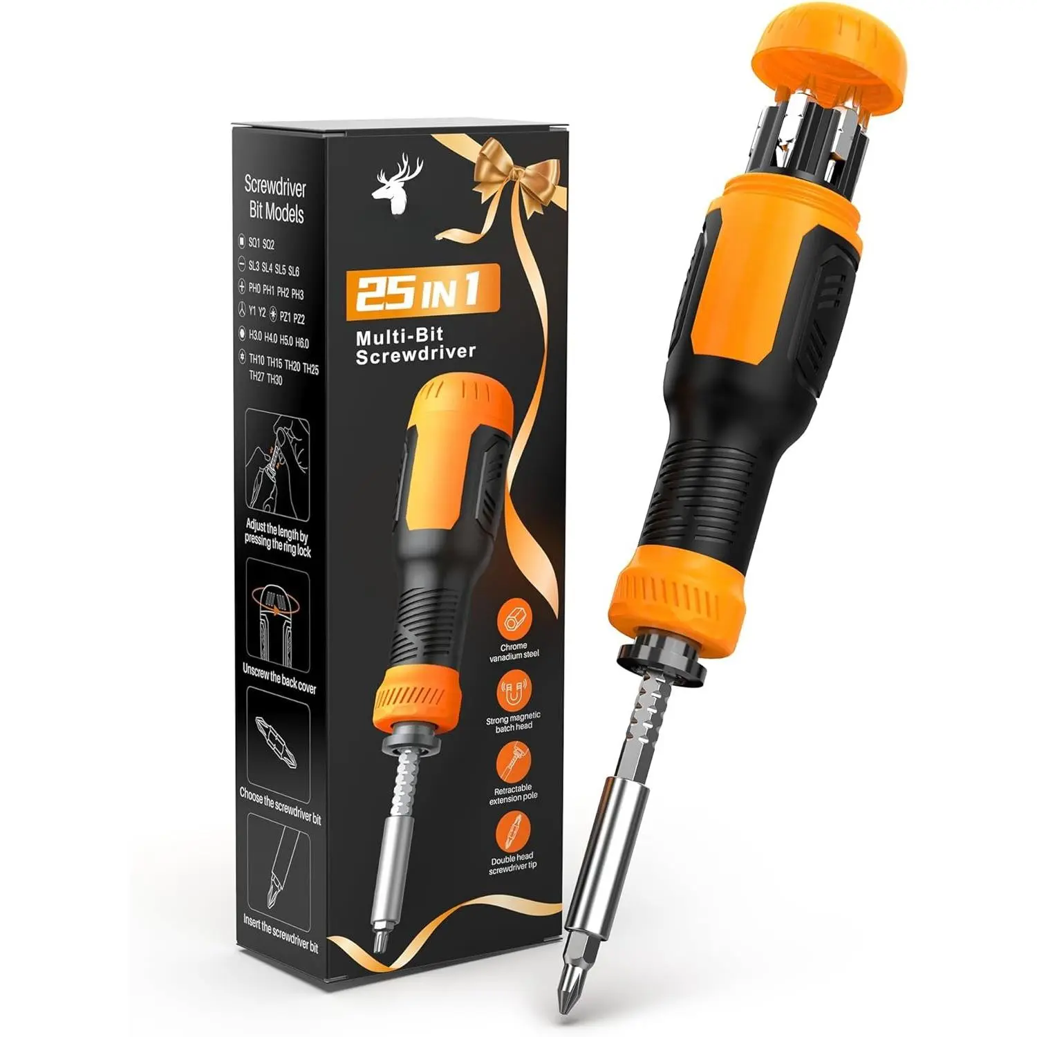 25 in 1 Multi  Set,  Multitool  Tool  in , Multibit  with Torx, Flat , Phillips, Hex, Square, Portable Tool Kit for Daily Repairs