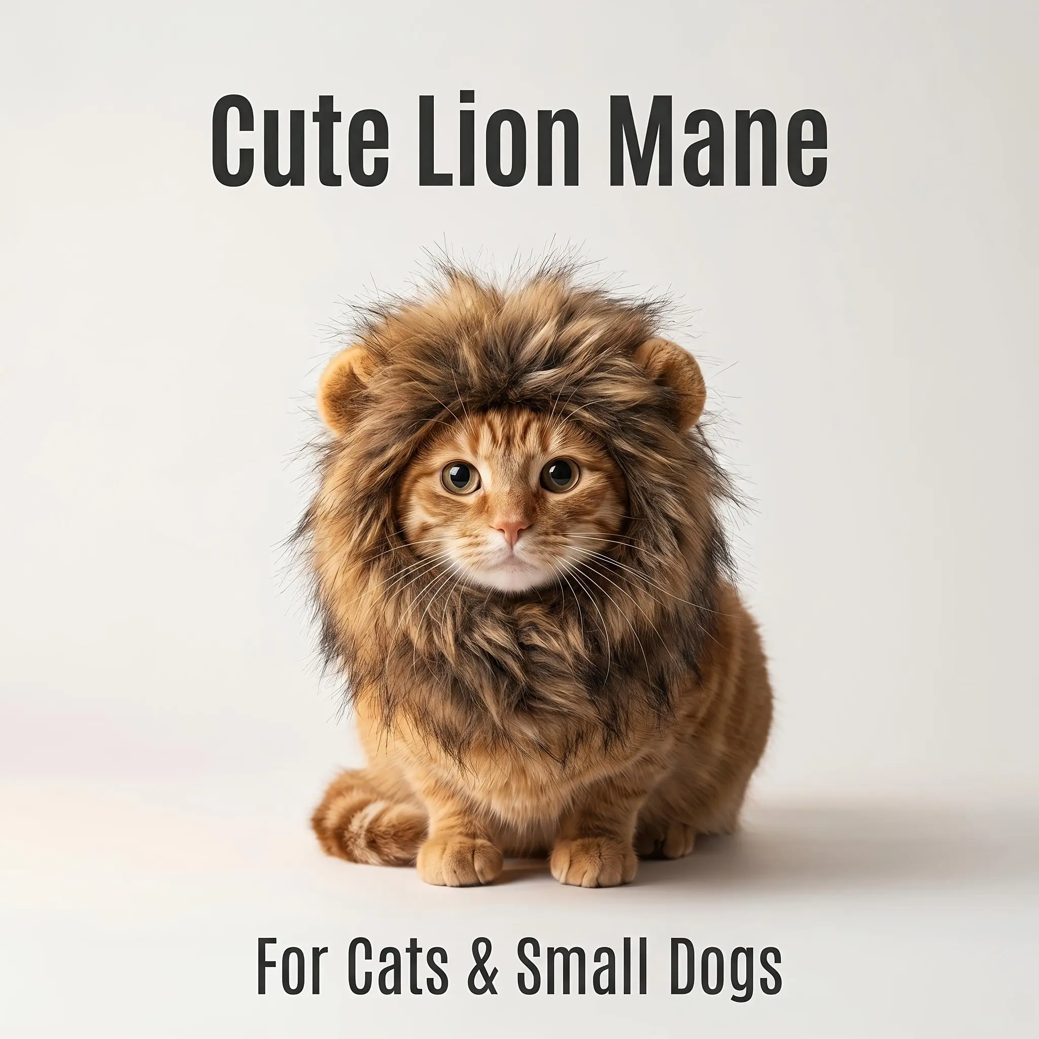 Cat Costume Hat, Lion Mane Headpiece with 3D Ears for Cats, Cute Pet Cosplay Costume for Halloween Party Photoshoot, Soft Plush Lion Hat for Small Medium Cats