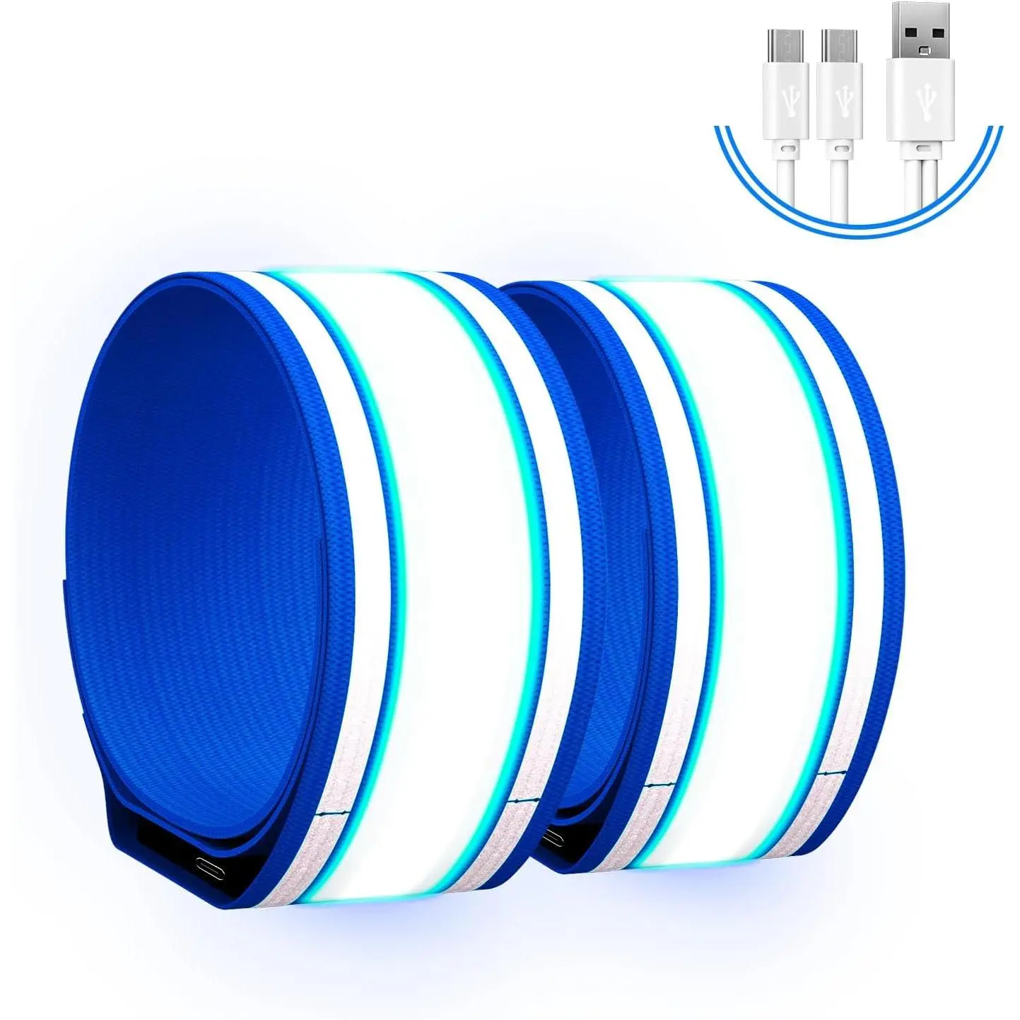 Fokia Kunbio Light Up LED Armband for Running Walking at Night,Reflective Arm Bands for Runners,Rechargeable Jogging Lights,High Visibility Night Running Safety Gear Adjustable Running Women Men Kids