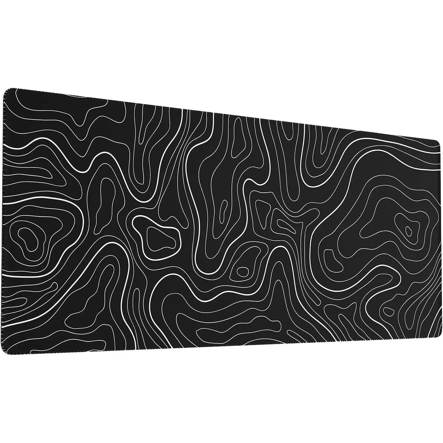 Large Gaming  Pad with Stitched Edges, Topographic Map Topo Mousepad Gaming, Extended XL Large Mousepad with Anti-Slip Base, Cool  Pads for Desk, 31.5 x 11.8 in, Black