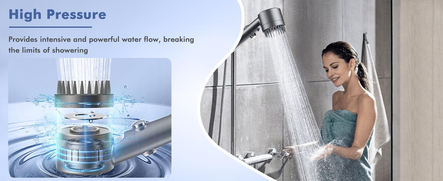 Multifunctional Handheld Booster Shower, Shower Head With Filter, Cold Mist Shower, Shower Head With One-Touch Water Shutoff Switch And Water Gun Cleaning Mode.Bathroom Accessories, Household Products