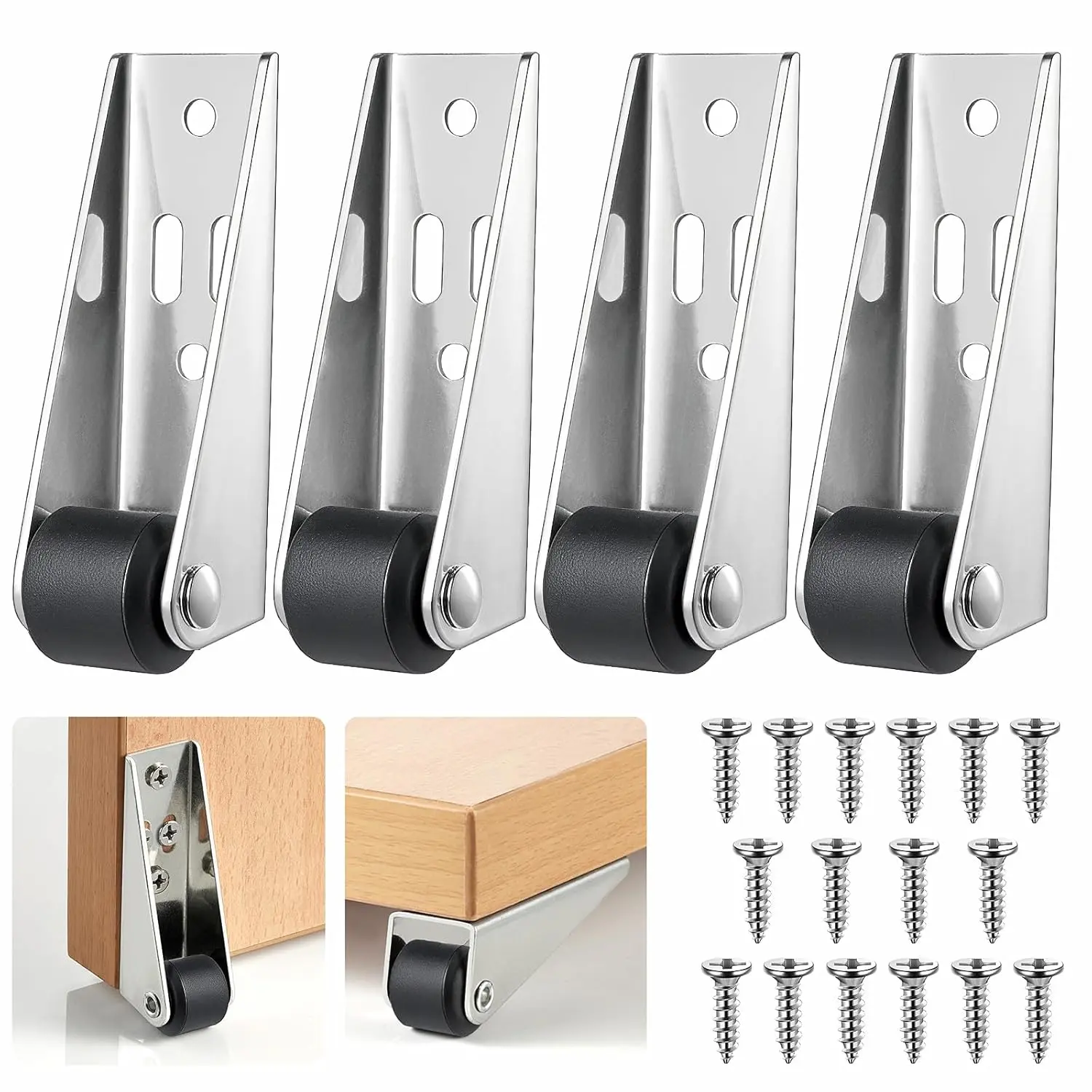 4pcs  Vertical Track Roller Wheel, Load-Bearing Anti-Sag Sliding Door Bottom Rollers, Heavy Duty Sliding Door Bottom Guide