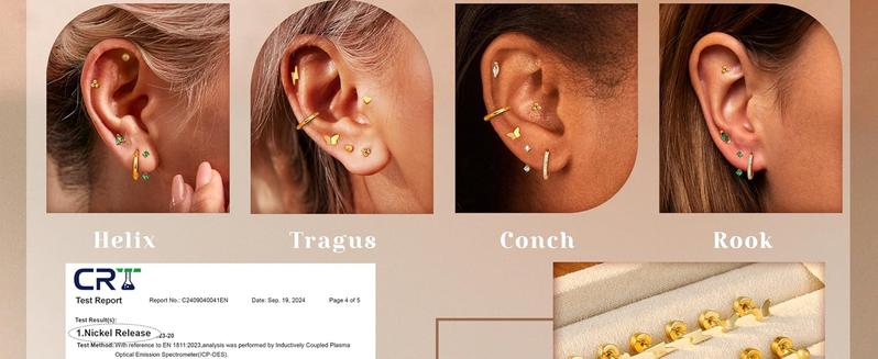 Fashionable  Hypoallergenic Flat Back Earrings Gold Earrings Stacks Set Surgical Stainless Steel Cartilage Earring for Women Dainty Flatback Stud Small Hoop Earring Sets for Multiple Piercing
