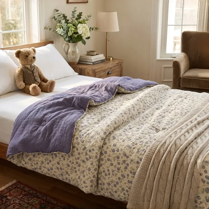 Lightweight Cotton Flat Weave Summer Cooling Comforter - Soft Breathable Bedspread, Machine Washable Bedding, Garden Floral Print Trending New Arrival with Fast Complimentary Shipping, Soft On Skin