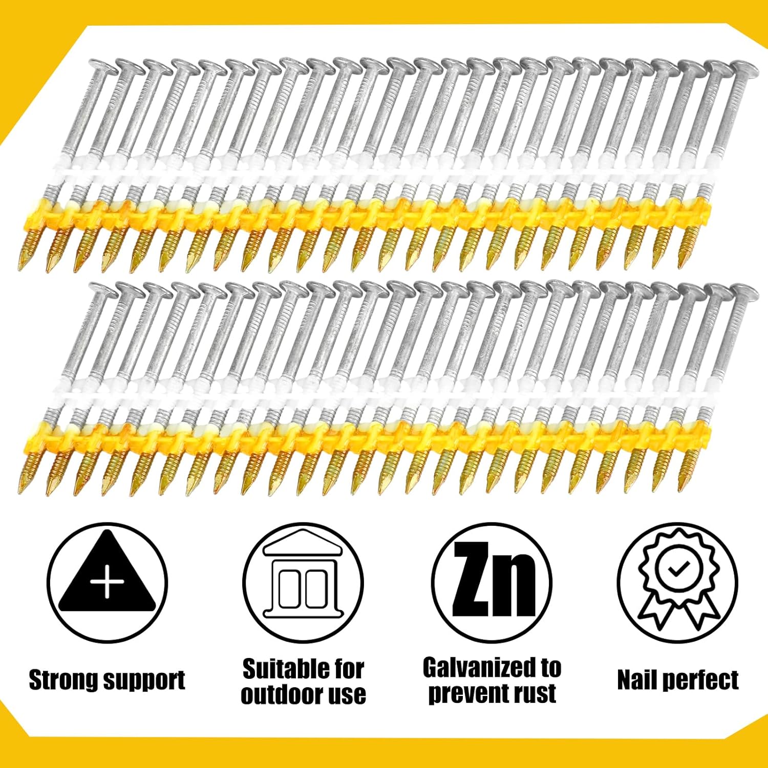 Framing Nails, 21 , Flat D , Galvanized, Ring Shank, Plastic Row Fixed, 21  Framing Nails for Use in All  Treated Lumber (1000 Count,2-3/4 Inch x 0.120 Inch)