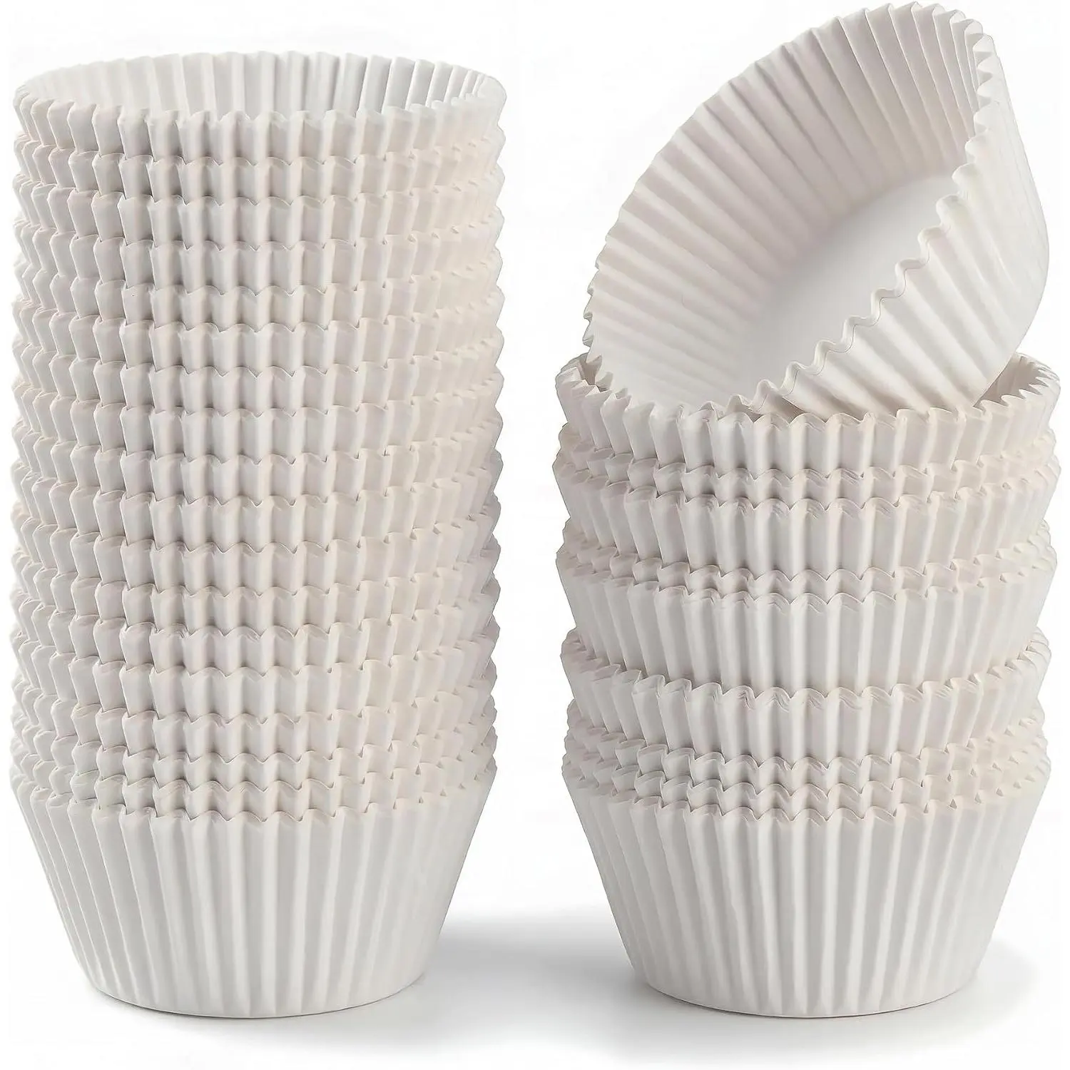 200 Paper Cupcake Liners, Muffin Liners or Baking Cups for Desserts, Muffins, Cupcakes and More Treats; Grease Proof, No Smell, Food Grade, Nut Serving Containers (White)