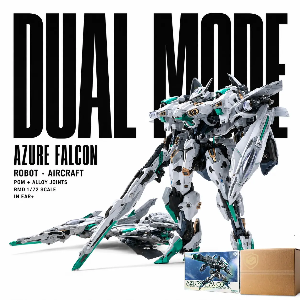 Inear+ 1/72 Scale Luxury Mecha Assembly Model Kit, 43cm Aircraft Form, Pre-Assembled Pom & Alloy Structure, Hydraulic Rod Design, Sci-Fi Style, Adult Collectors