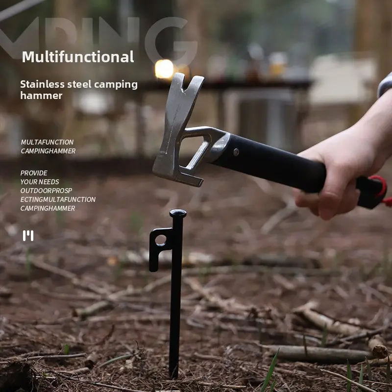 New outdoor lightweight aluminum alloy handle stainless steel hammer camping tent canopy ground nail hammer nail puller hammer