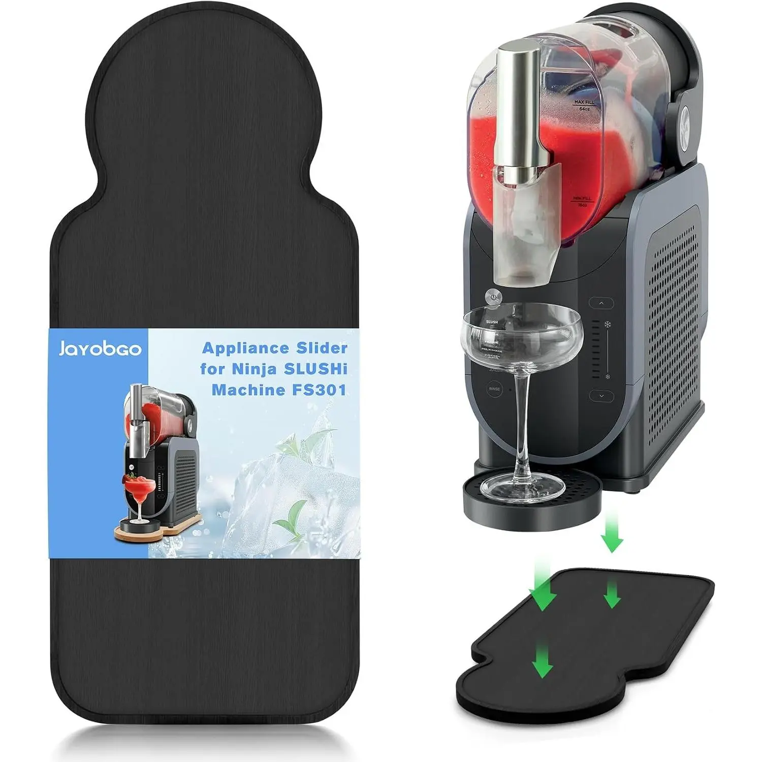 Bamboo Black Sliding Mat for Ninja Slushie Machine FS301 Home Slushie Maker Appliance Sliding Accessories