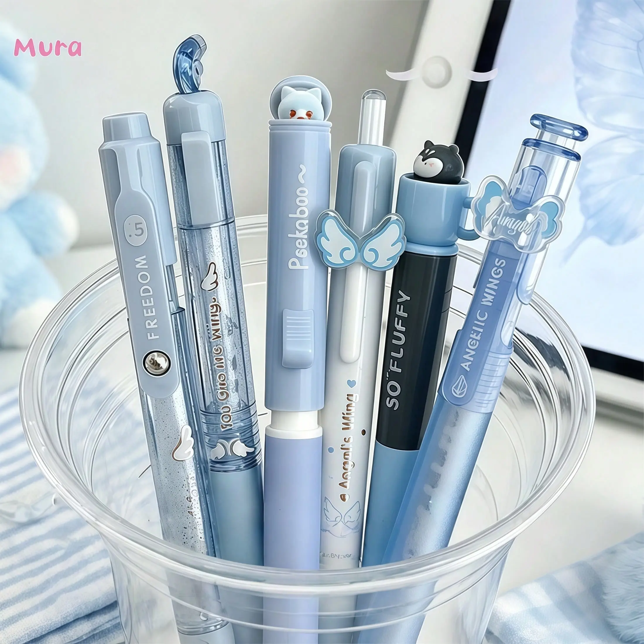 1 Set luxury  Count Pastel Gel Ink Pens Set,Cute Note Taking 0.5mm Fine Point Retractable 6 Black Ink Pens with for Writing, Journaling, School,Office School Supplies, Office Stationery Supplies Kawaii Pens for Women Men.back to school.Senior Year