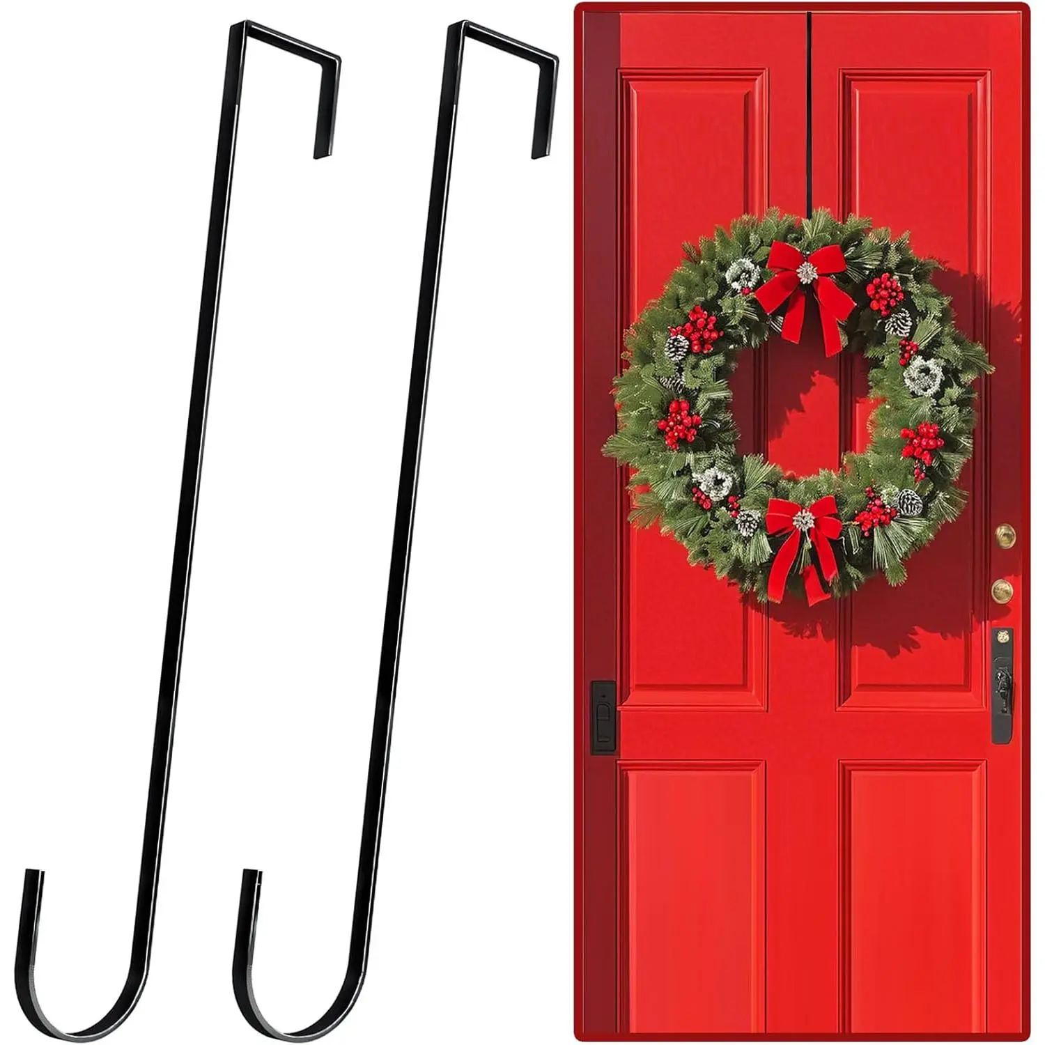 12" Wreath Hangers for Front Door,2 Pack Wreath Door Hanger,Non Scratch Over The Door Hooks Halloween Christmas Easter Decorations Welcome Sign for Front Door Décor, Slim Hangersfidget toys