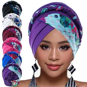 Female 3pcs Cotton Muslim Turban Scarf - All Seasons, Elastic Design, Cross Forehead Floral Print, Braid Hijabs, Arab Wrap Hair Accessory Chemo Cap