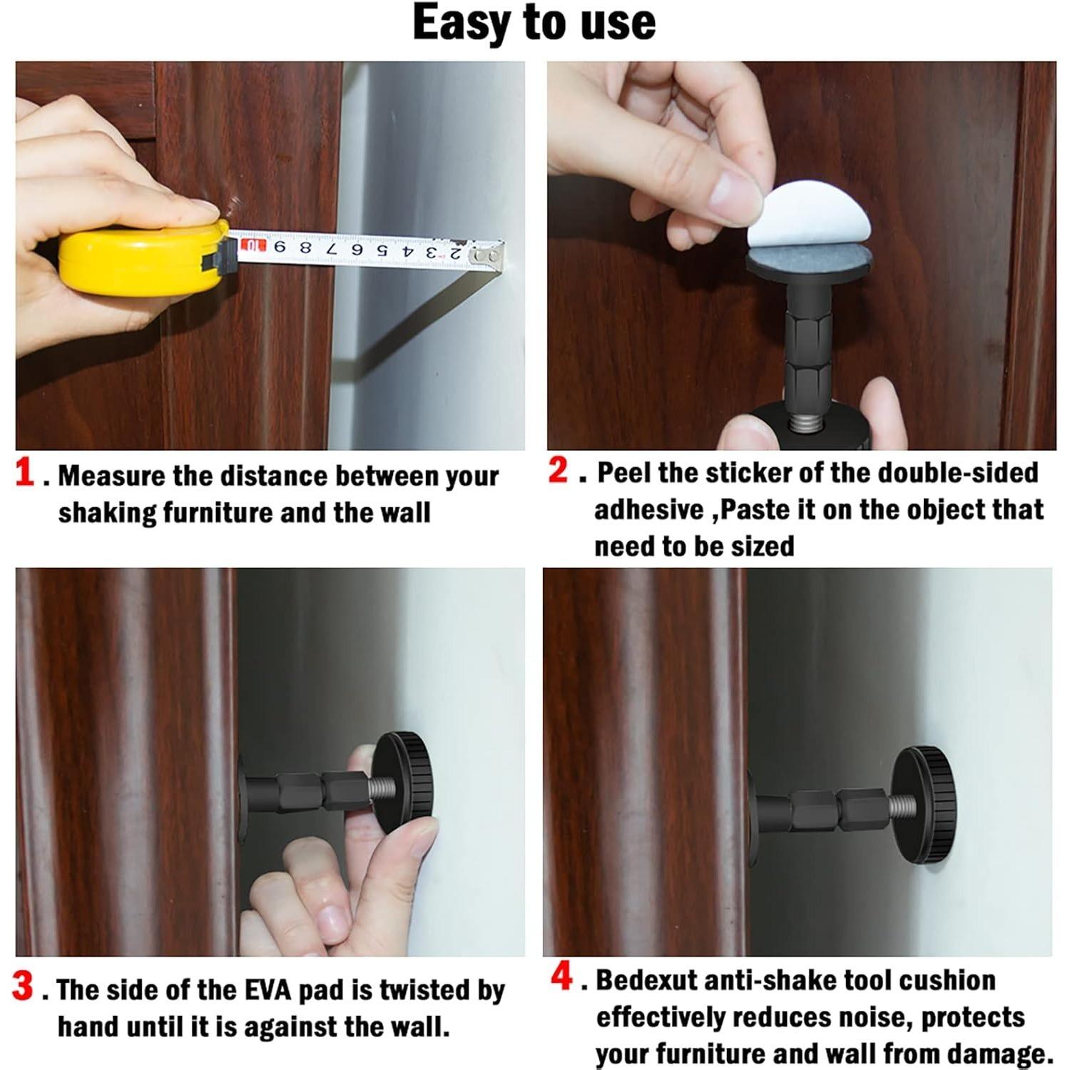 8 Pcs Adjustable Threaded Headboard Stoppers/Bumper Against Wall, Behind Bed Frame Protector Antishake Tool, Bed Shake Support Stabilizer Device for Anti-Knocking,Banging, Metal