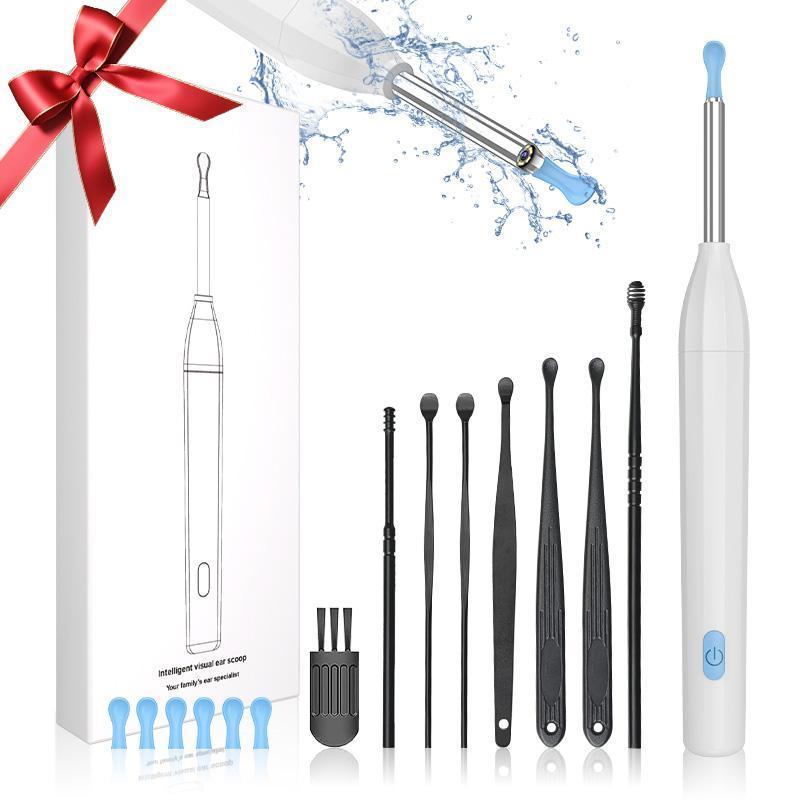 8-Piece Ear Cleaning Kit with HD Wireless Otoscope, Waterproof Camera, USB Charger, Compatible with iOS & Android, Travel-Friendly