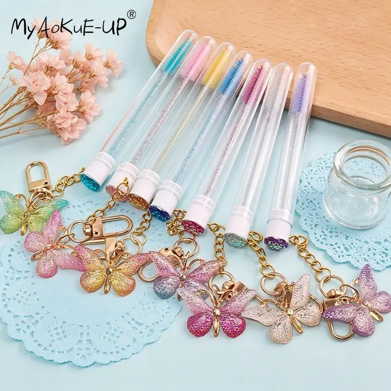 Butterfly Pendant Eyelash Brushes Eyelashes Brush Tube Eyelash Extension Mascara Wands Eyebrow Brush Applicator Makeup Tools