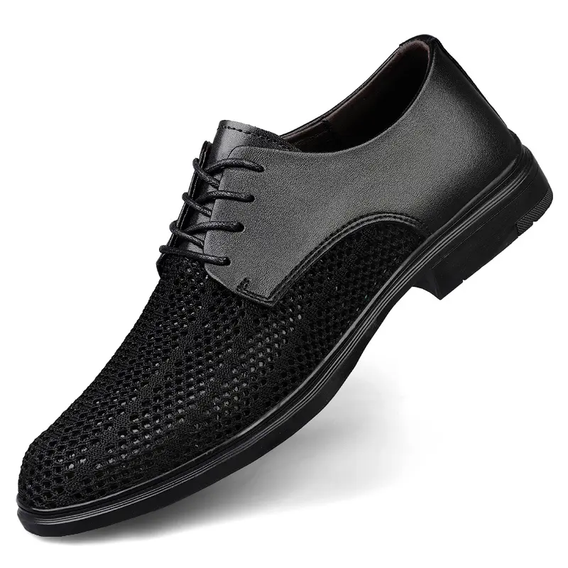 BDHJYDB Closed Standard Fit Sneakers, Breathable Lace-Up Polyurethane-Synthetic Footwear, All-Season Fashion Shoes for Business Commute, Wedding, Black Cutout, Black Flying Weave