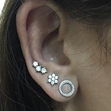 MILACOLATO Cartilage Earring 11count 16G 18G Stainless Steel Cartilage Earrings Stud Hoops Conch Forward Helix Earrings Tragus Daith Piercing CZ Barbell Stud Cartilage Piercing Jewelry for Women s Studearrings