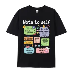 Note To Self Positive Affirmation Cute Sticky Note Graphic T-Shirt Inspirational Casual Short Sleeve Tee for Self Love Gift