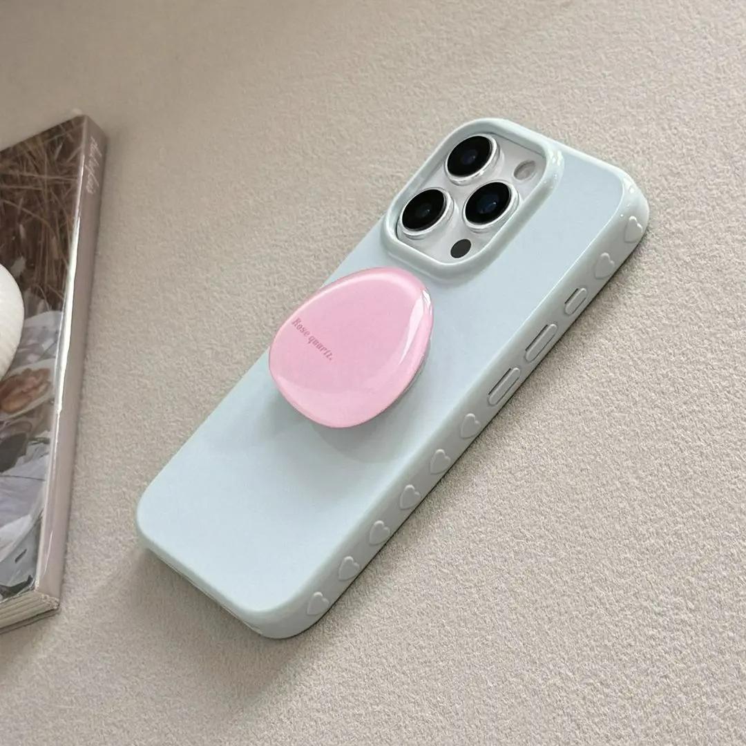 Korean Style Simple Solid Colors With Phone Holder Stand Case For iPhone 17 16 15 14 13 12 Pro Max Shockproof Protective Cover﻿