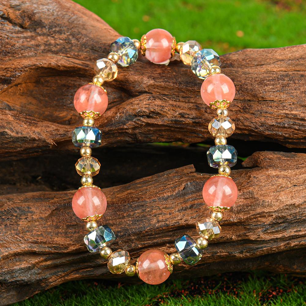 Colorful crystal lucky bracelet, suitable as a gift for a girlfriend on special occasions, blue bracelet jewelry, fashionable artificial bracelet, today's colorful block bead crystal bracelet - durable structure