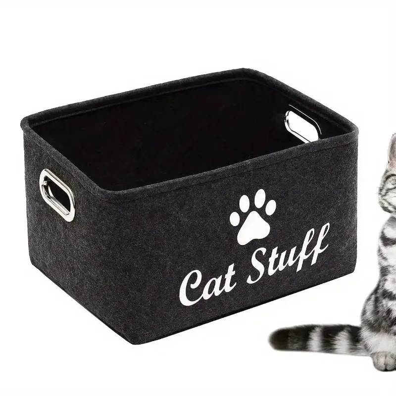 Felt Storage Box Organizer, Eco Friendly Storage, Pet Supplies Felt Basket, Iron Handle Storage Bin, Durable and Space-Saving Design, Perfect for Home Organization