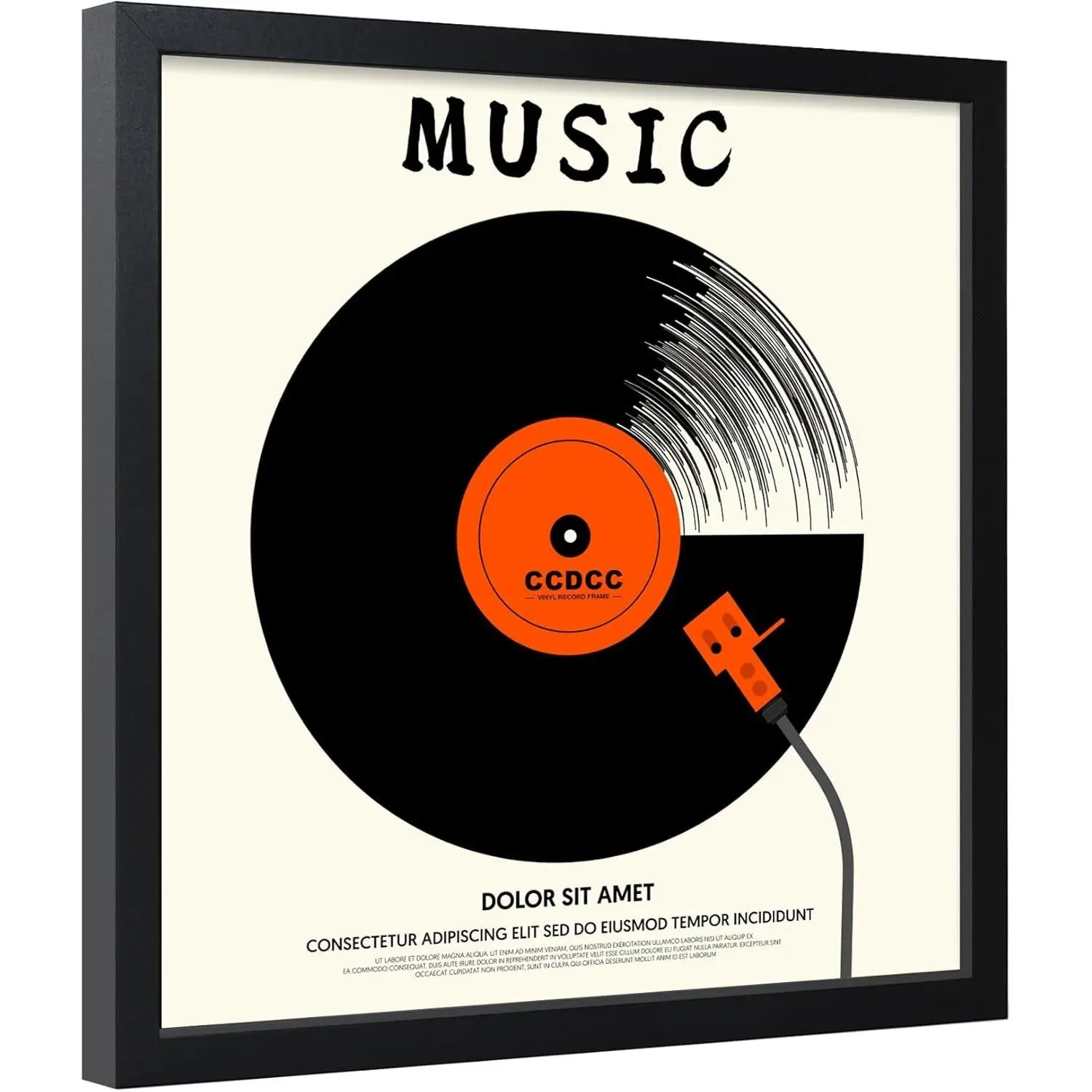 1 Pack 12.6x12.6 Vinyl Record Frame Black Wooden Album Cover Display Frame with Tempered Glass Cover for 12x12 Inch LP Record Cover