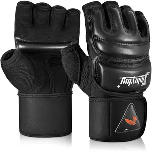 MMA Gloves Punch Bag  Martial Arts Sparring Grappling Kickboxing Muay Thai Boxing Gloves, Thickened Knuckle Pads,Widen The Wristband,Fingerless Rub Resistance Mitts for Men Women