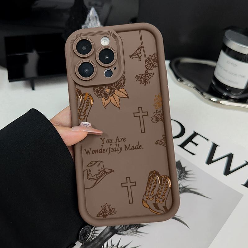 Western Religion Pattern TPU Phone Case for iPhone 17 15 16 14 Pro Max 13 12 11 XR XS Plus Air E Shockproof Drop Protection Rugged Durable Silicone Cover Cellphone Protective Casing