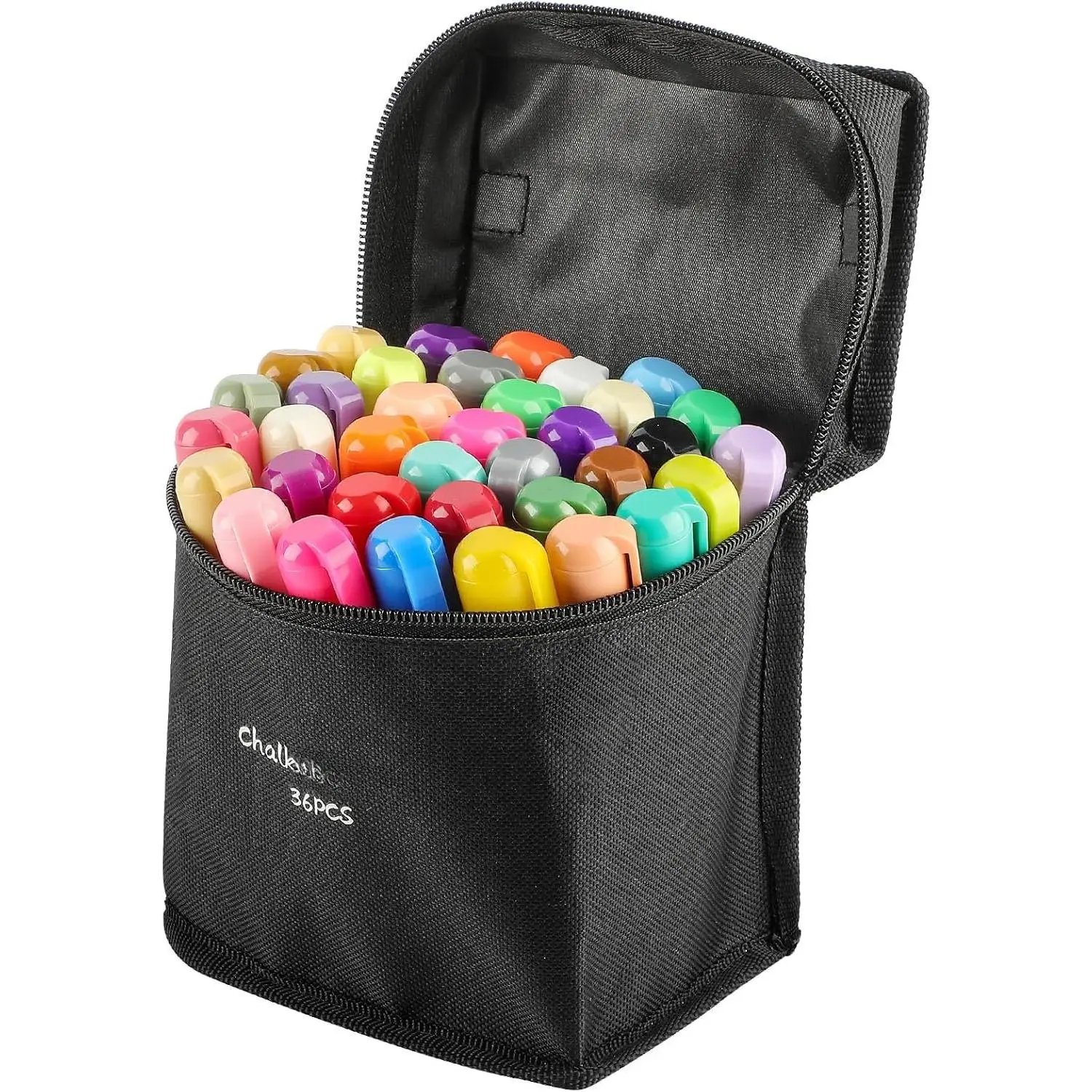 Liquid Chalk Markers, 6mm Reversible  and Chisel Tip, 36 Pack | Wet Erase Chalk Markers with Reversible Tips for Chalkboard, Glass, Window, Mirror and Blackboard, Includes Storage Bag