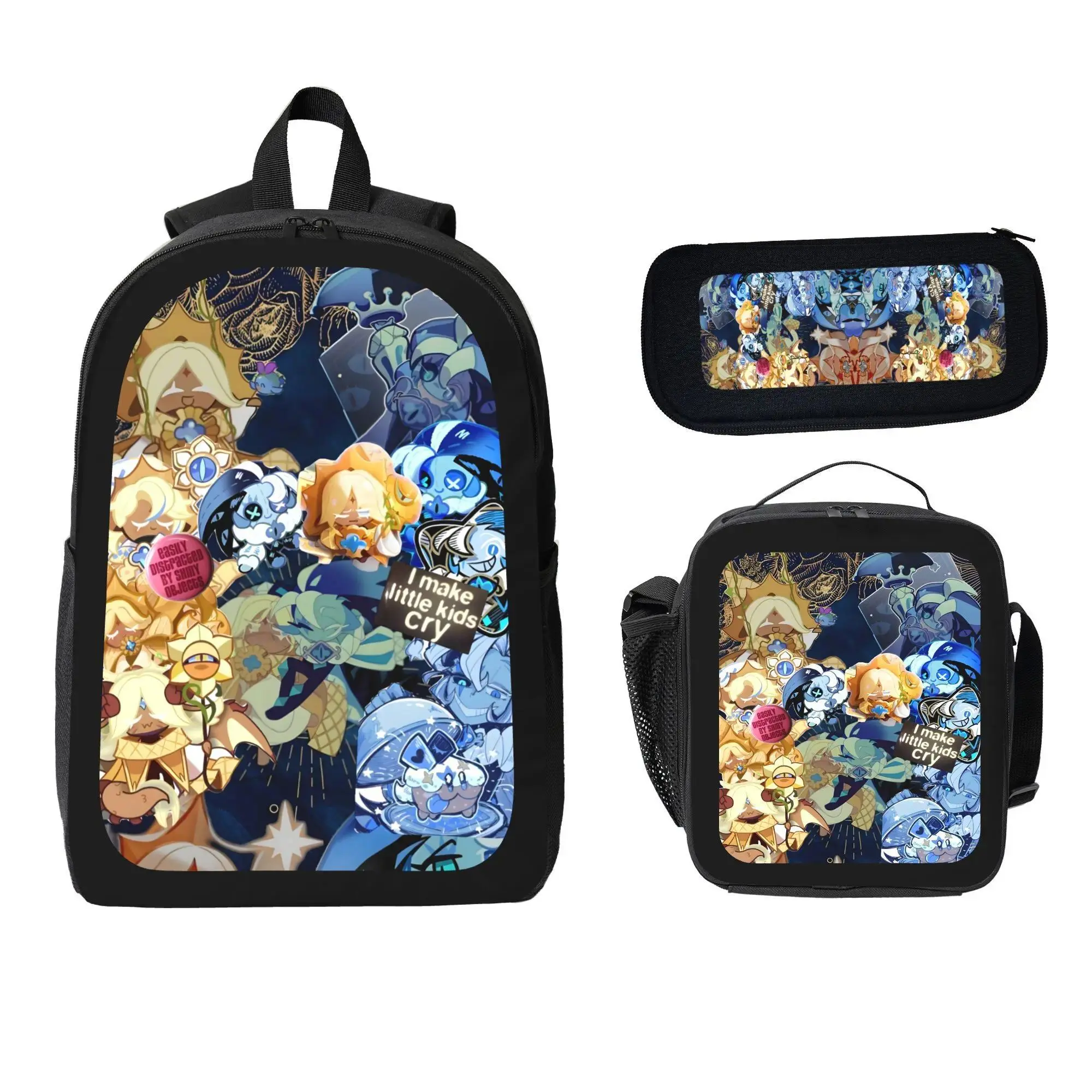 Unisex Cookie Run Kingdom 3PCS Shadow Milk Cookie School Backpack Set - Trendy School Backpacks for Students, Trendy Backpack
