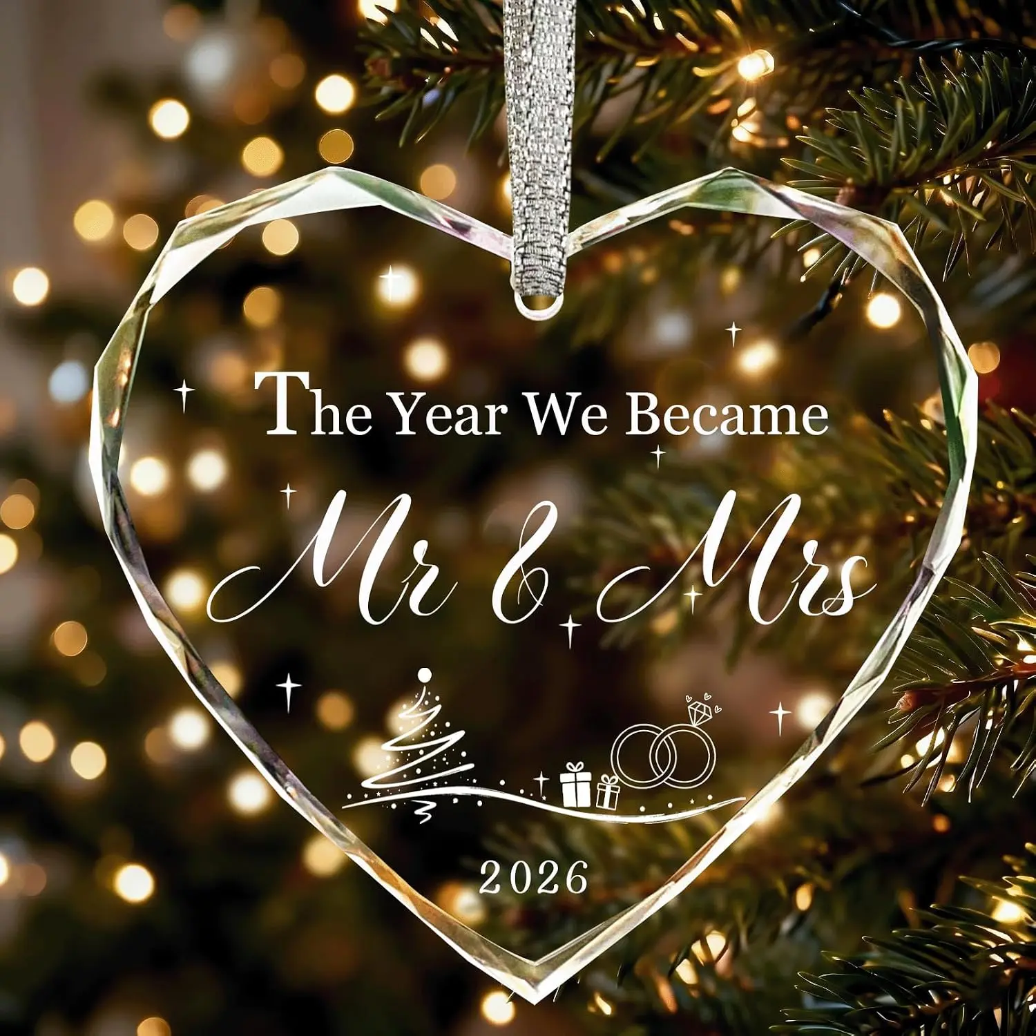 Wedding Gifts for Couples 2026  Glass- First Christmas Married Ornament 2026, Wedding  Ideas for Newlywed Mr and Mrs, Bridal Shower Gifts for Bride-05