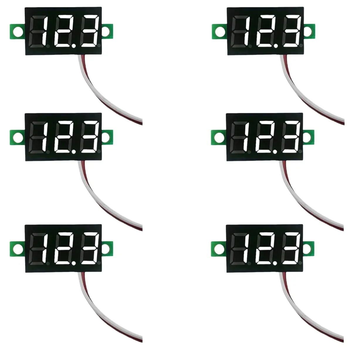 6 count Ultra Compact 0.28 Inch Mini Digital DC Voltmeter  Tester High Accuracy LED Display Two Wire Design for 2 5V-30V Circuit Testing 5 Color Options Easy Read Screen (White)