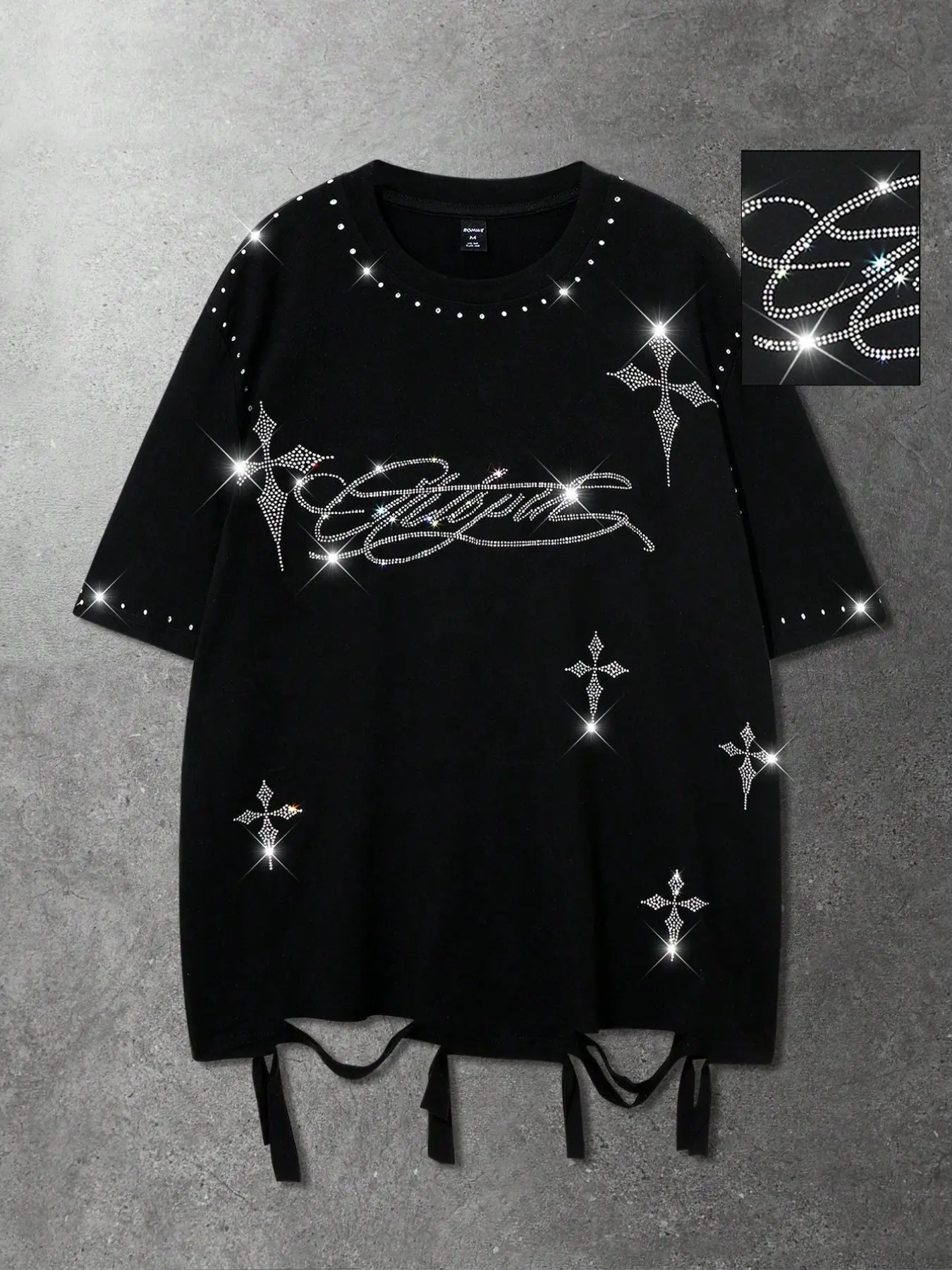 Men's Rhinestone Cutout Graphic T-Shirt Streetwear, Trendy Outdoor Vacation Travel Party Tee, Comfortable Casual Short Sleeve Top, All Seasons