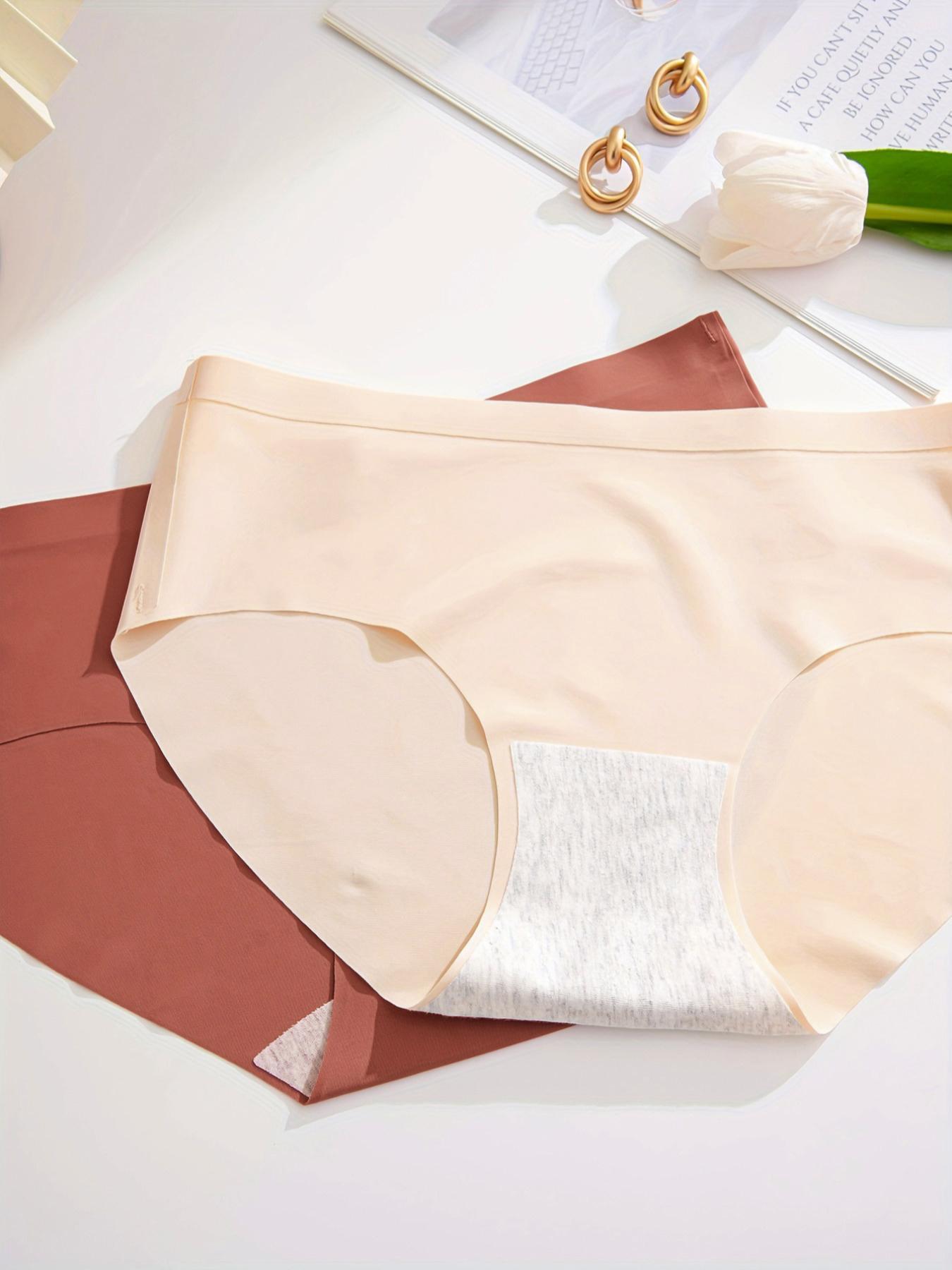Women's Solid Color Panty, Seamless Knicker, Soft Comfy Breathable Underwear For Women Daily Wear