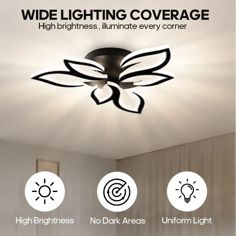 Modern LED Ceiling Light, Flower Design Ceiling Light, Three-color Adjustable, LED Ceiling Lighting, Suitable for Bedrooms, Hotels, Kitchens, Dining Rooms, and Hallways