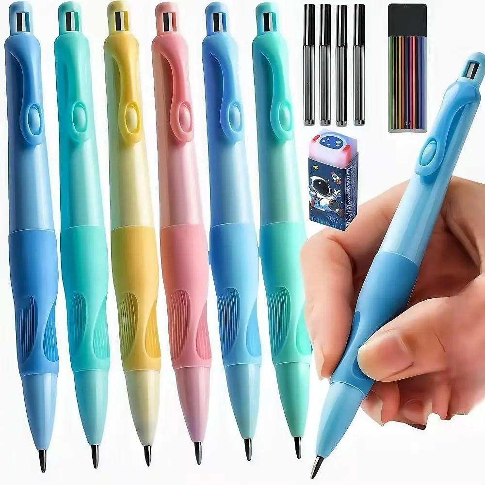 2.0mm Mechanical Pencil for Kids: Fat Grip Handwriting Pencil with 14 Leads | Soft silicone grip, built-in sharpener and 14 break-resistant 2.0mm leads for preschool handwriting, drawing and beginners.