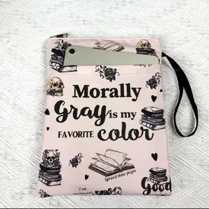 Skull Pattern Waterproof Polyester Zippered Book Cover Built-In Separate Accessory Pocket Stain Resistant Washable Fabric Soft Foldable Frame For School Office Home Paperback Storage Portable Multi-Purpose File Organizer Accessory