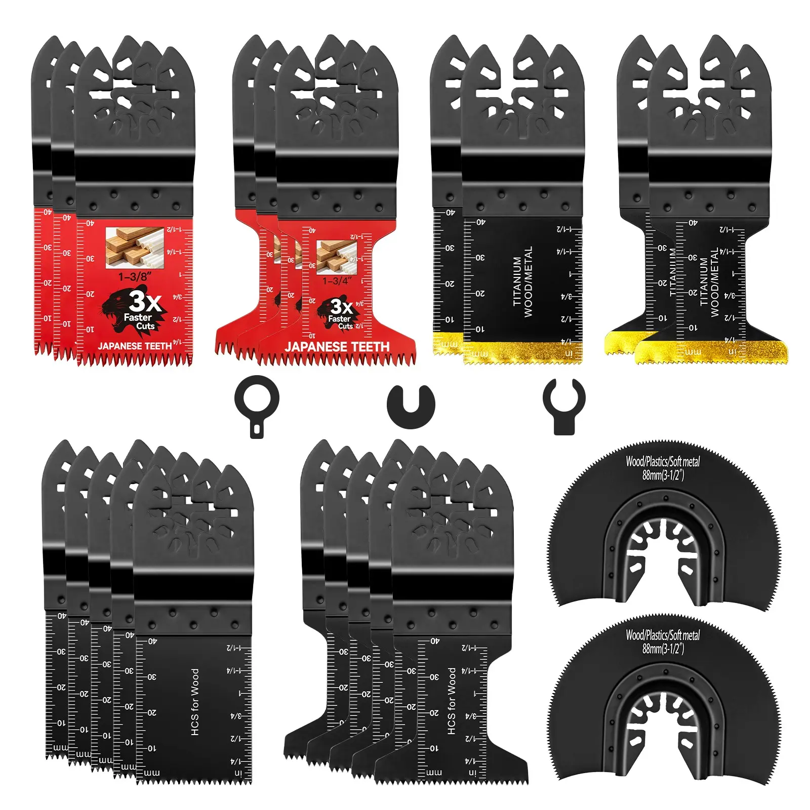 25pcs Multitool Saw Blades, Professional Titanium Oscillating Tool Blade, Compatible with Major Brands, for Metal Wood Plastic