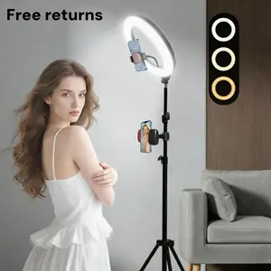 12" Ring Light with 71" Extendable Tripod Stand and Phone Holder, USB Powered LED Video Light for TikTok Live Streaming YouTube Recording Makeup Vlogging Compatible with All Smartphones Webcams and Devices