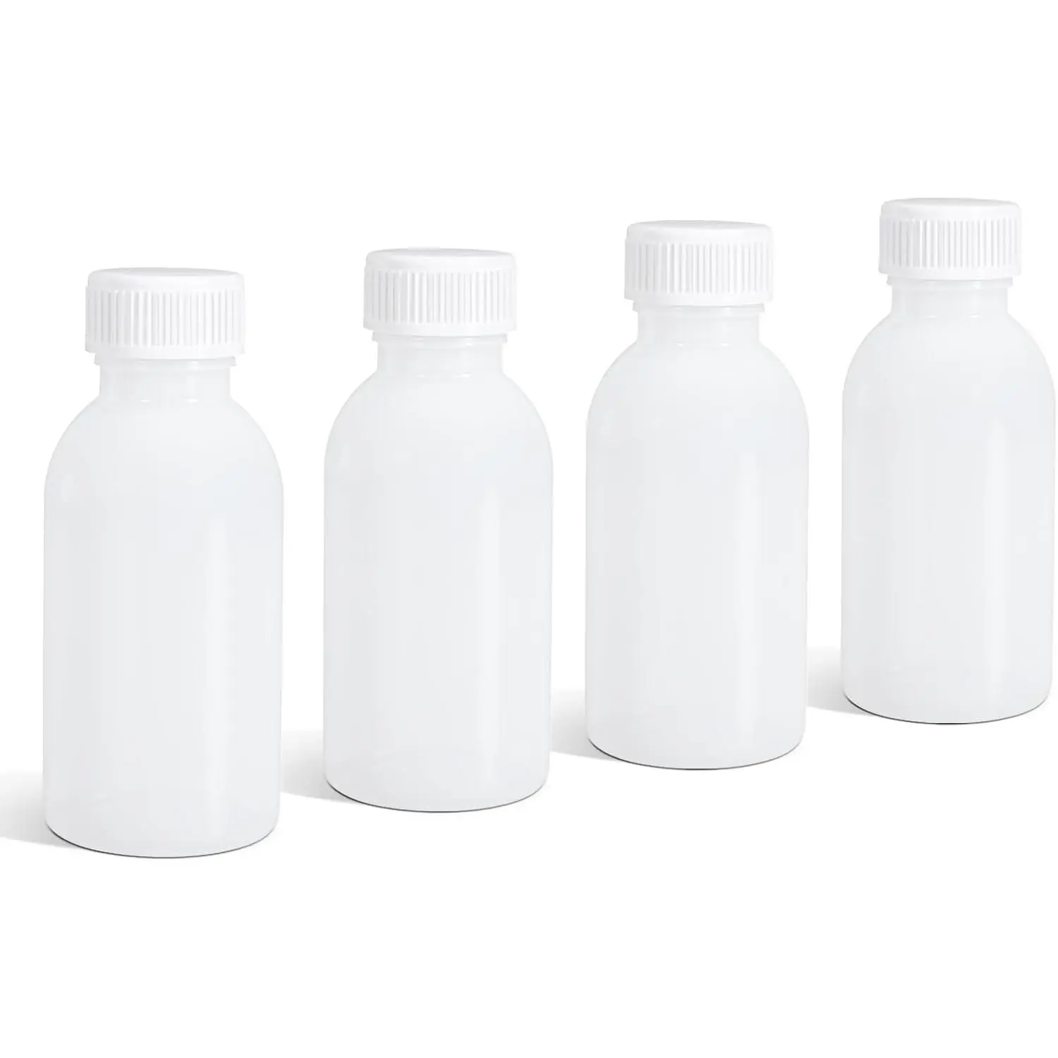 DEMORA 3.4oz Leakproof HDPE Wide Mouth Bottles, Translucent 4 Pack | 100ml food grade plastic bottles with screw caps, ideal for lab samples, cosmetic & portable liquid storage