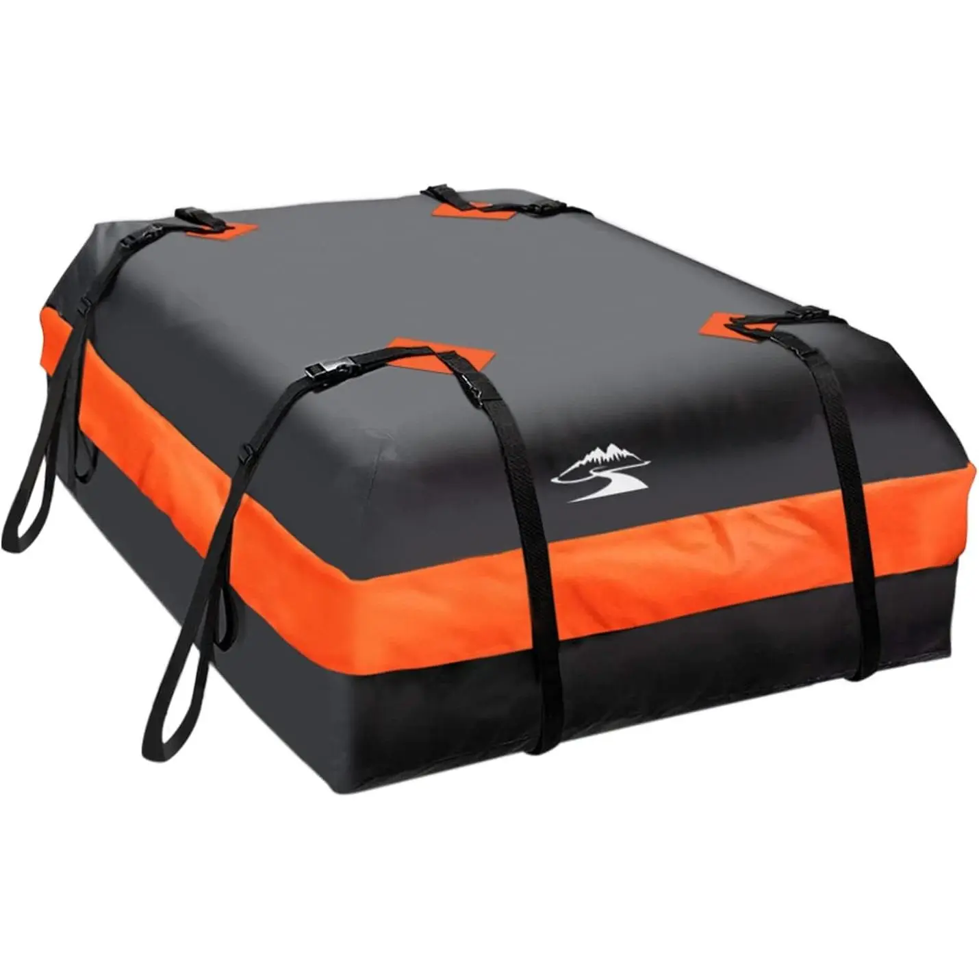 XBEEK Foldable Roof Cargo Carrier Bag, 15 Cubic ft, Fits Cars with/Without Racks, Includes Anti-Slip Mat, 8 Reinforced Straps, 6 Door Hooks, 1x Luggage Lock, 1x Storage Box, 44”(L)x34”(W)x17”(H)