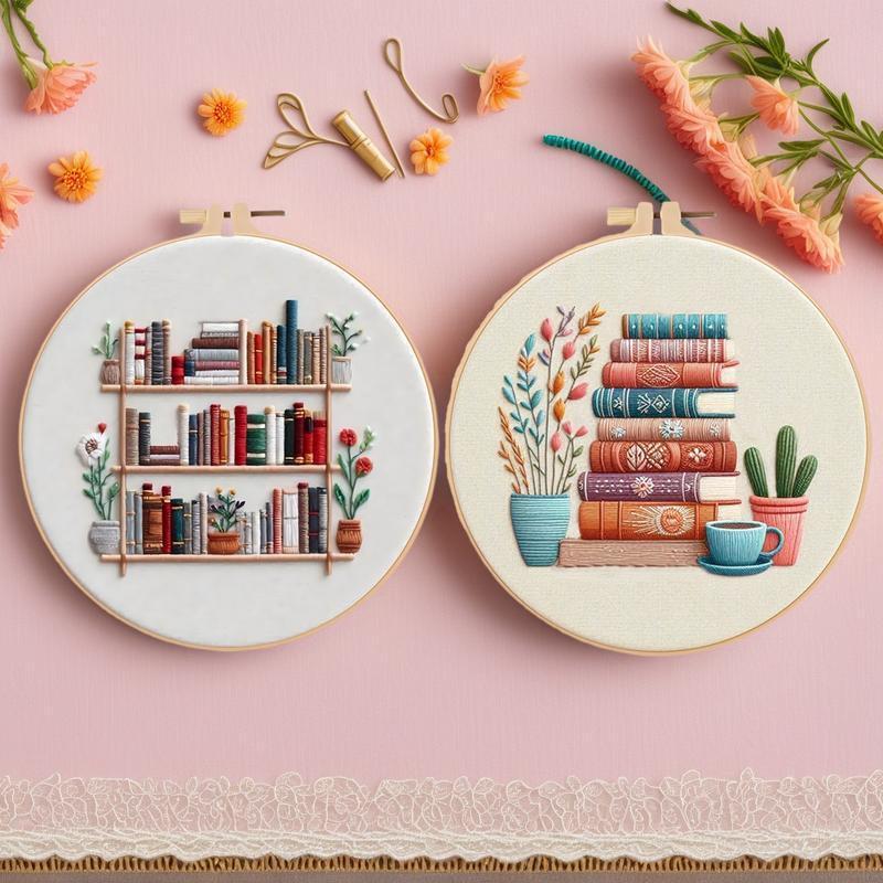 2026 New Style DIY Embroidery Kit for Beginners – Book & Potted Plant Cross Stitch Set with Full Supplies, TikTokShopBlackFriday Deal Thanksgiving