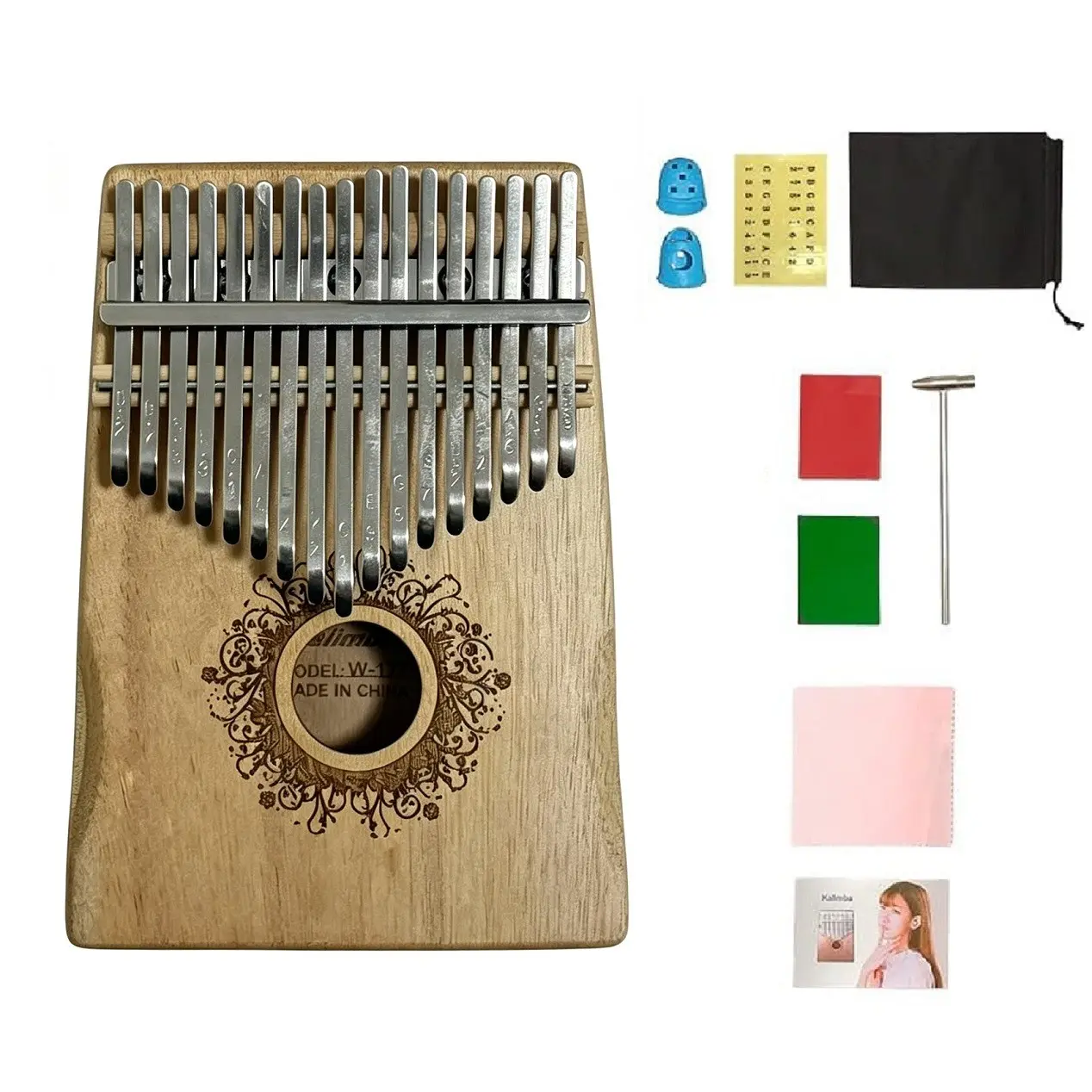 17 Key Kalimba Thumb Piano - Portable Finger Piano with Tuning Hammer & Study Guide, Premium Wood, Unique Musical for Birthday & Holidays